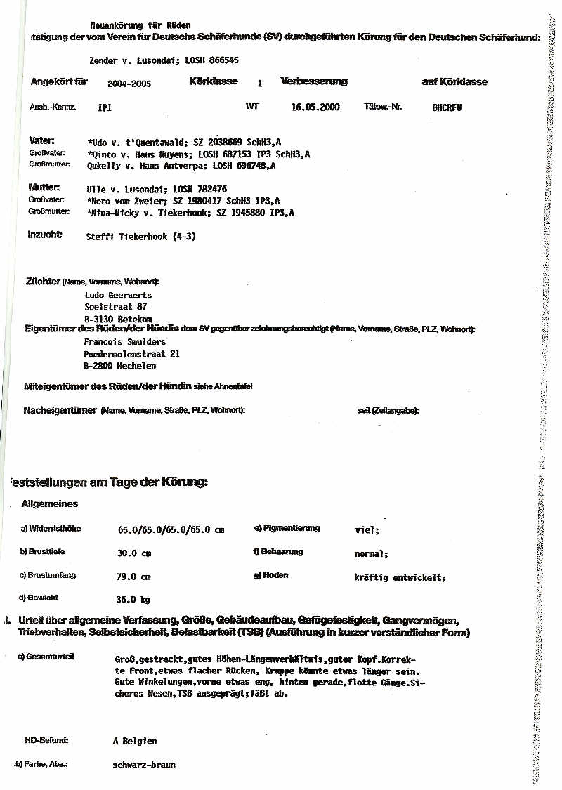 Keuringsverslag Zender von Lusondai